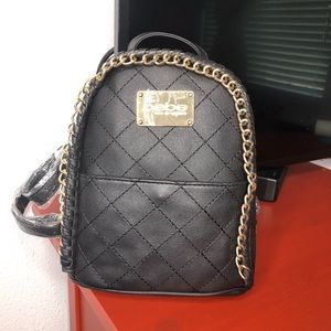 New Bebe Julia Black Faux Leather Mini Backpack